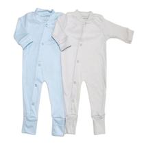 Macacão bebe manga longa Malha Lisa Kit 2 peças menina e menino