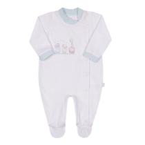 Macacão Bebê Manga Longa Plush Quentinho Verde Branco Neutro