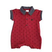 Macacão Bebê Masculino Curto Piquet Vermelho Luxo 233673