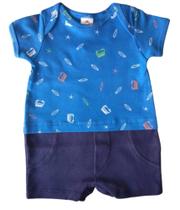 Macacão Bebê Masculino Curto Recorte Surf Piu Blu