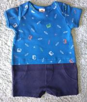 Macacão Bebê Masculino Curto Recorte Surf Piu Blu