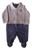 Macacão Bebê Masculino Longo com Pezinho Bento Fofinho