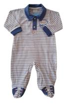 Macacão Bebê Masculino Longo com Pezinho Listrado Miniclô