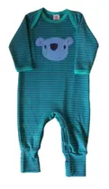 Macacão Bebê Masculino Longo Pezinho Reversível Listrado Coala Piu Plu