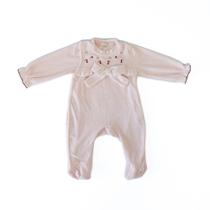 Macacão Bebê Menina Bordado Cereja Cherry em Plush