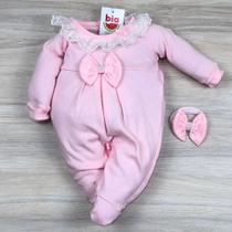Macacão bebê menina com renda e laço Melissa