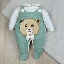 Macacão bebê menina e menino jardineira com laço bordado confortável Macacão bebê menina e menino jardineira com laço bordado confortável