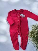 Macacão Bebê Menina Laços Florais Baby Blue Macacão Bebê Menina Laços Florais Baby Blue