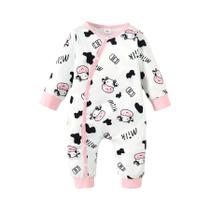 Macacão Bebê Menina Manga Longa - Vaca - Primavera/Outono (0-18 Meses)