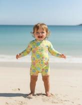 Macacão Bebê Menina Proteção Solar Manga Longa Praia Pscina Macacão Bebê Menina Proteção Solar Manga Longa Praia Pscina