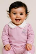 Macacão Bebê Menina Recém Nascido 100% Algodão Premium Bordado Violeta Macacão Bebê Menina Recém Nascido 100% Algodão Premium Bordado Violeta
