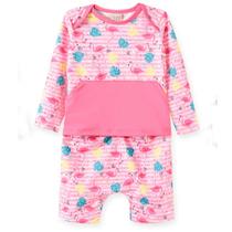 Macacão Bebê Menina Rosa Praia/Piscina Proteção UV 50+ Pingo Lelê