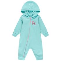 Macacao bebe menina soft com capuz e ziper frontal quentinho