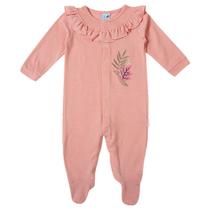 Macacão Bebê Menina Tip Top Bordado de Flores