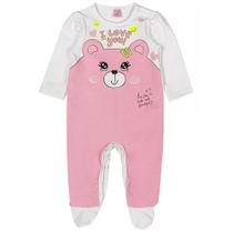 Macacão bebê menina urso rosa - momi