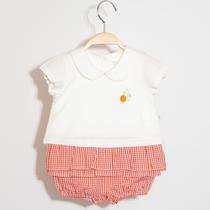 Macacão Bebê Menina Vichy Laranja Keko Baby