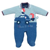 Macacão Bebê Menino Algodão Bordado Ursinho Upi Uli