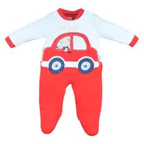 Macacão Bebê Menino Algodão Carrinho Bordado Upi Uli -