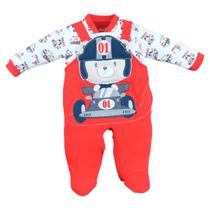 Macacão Bebê Menino Algodão Estampado Ursinho Upi Uli