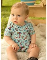 Macacão Bebê Menino Azul Claro Estampa Náutica Pingo Lelê