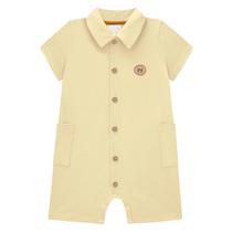Macacão Bebê Menino Camisa Polo em Piquet com Elastano Amarelo - LucBoo