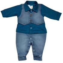 Macacão bebe menino coletinho jeans Macacão bebe menino coletinho jeans