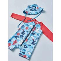 Macacão Bebê Menino em Malha UV Dry c/Proteção UV 50+ LucBoo