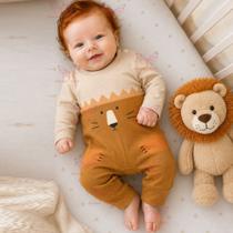 Macacão Bebê Menino Longo Estampa Leão Virapé RN a 03 Meses - Macacão Bebê Menino Longo Estampa Leão Virapé RN a 03 Meses -