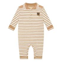 Macacão Bebê Menino Milon Canelado Listrado Bege Tamanho:G