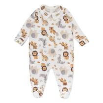 Macacão Bebê Menino Safari Gola Padre Bordada Mini &amp Co