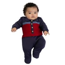 Macacão Bebê Menino Tricô Carlos Marinho Fofinho Macacão Bebê Menino Tricô Carlos Marinho Fofinho