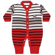 Macacão Bebê Menino Tricô Luxo Vira Pé