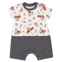 Macacão Bebê Menino Ursinho Piloto Off White Mini &amp Co