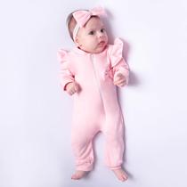 Macacão Bebê Modelo Laura Zíper Malha Suedine Fresquinho