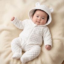 Macacão Bebê Pipoquinha Fleece Frio Com Capuz E Zíper Macacão Bebê Pipoquinha Fleece Frio Com Capuz E Zíper