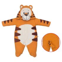 Macacão Bebê Plush Com Pele Fleece Tigre Inverno Upi Uli -