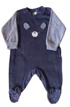 Macacao Bebe Plush Menino Bordado Ursinho Orelhas Soltas Ano Zero Macacao Bebe Plush Menino Bordado Ursinho Orelhas Soltas Ano Zero