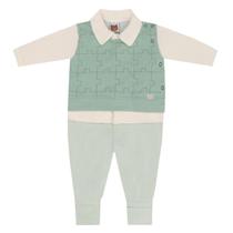 Macacão Bebê Polo Menino Plush Estiloso C/Vira Pé Verde
