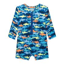 Macacão Bebê Praia Azul UV Dry Proteção UV 50+ Onda Marinha Macacão Bebê Praia Azul UV Dry Proteção UV 50+ Onda Marinha