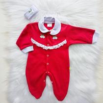 Macacão Bebe Recem Nascido Saida Maternidade Com Faixa Bordado Menina Enxoval 0 a 3 meses