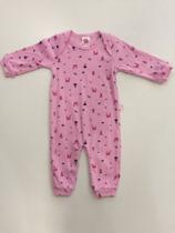 Macacão Bebê Rosa Suedine Pulla Bulla Estampando Princesa tamanho P