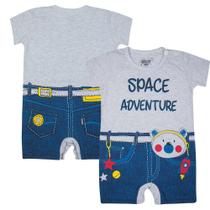 Macacâo Bebê Space, Azul/Cinza, 9 a 12 Meses, Gaga Baby.