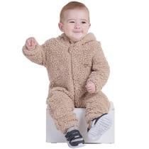 Macacão bebe ted pelo carneirinho unisex ziper frontal capuz Macacão bebe ted pelo carneirinho unisex ziper frontal capuz