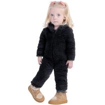 Macacão bebe ted pelo carneirinho unisex ziper frontal capuz