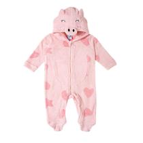 Macacão Bebê Tiptop Longo Porquinho Pelucia Rosa - 101201
