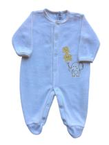 Macacão Bebê Unissex Longo Plush Amarelo com Bordado Piu Blu