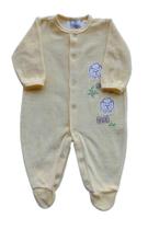 Macacão Bebê Unissex Longo Plush Amarelo com Bordado Piu Blu