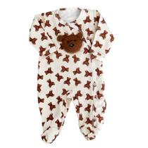 Macacão Bebê Unissex Premium Off White Ursinhos Upi Uli em Moletinho 1467