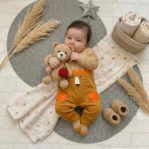 Macacão Bebê Ursinho Algodão Premium Saída de Maternidade e Dia a Dia