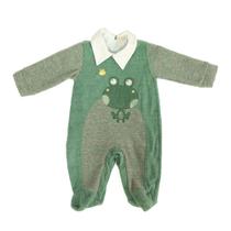 Macacão Bebê Verde Estampa Sapinho em Bouclé